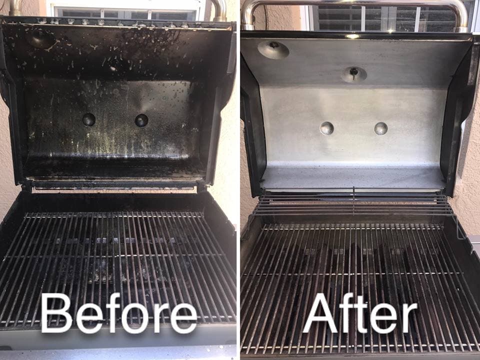 Professional grill cleaning service in action